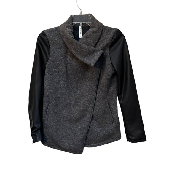 Fabletics Jackets & Blazers - Fabletics Milano Coat Faux Leather Sleeve Size Large‎ Black Winter Lightweight